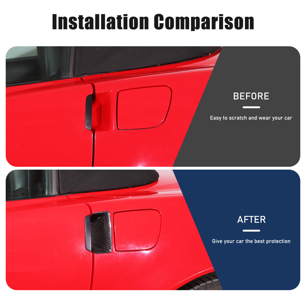 Real Carbon Fiber Exterior Door Handle Bowl Trim Cover for Corvette C6 2005-13 16