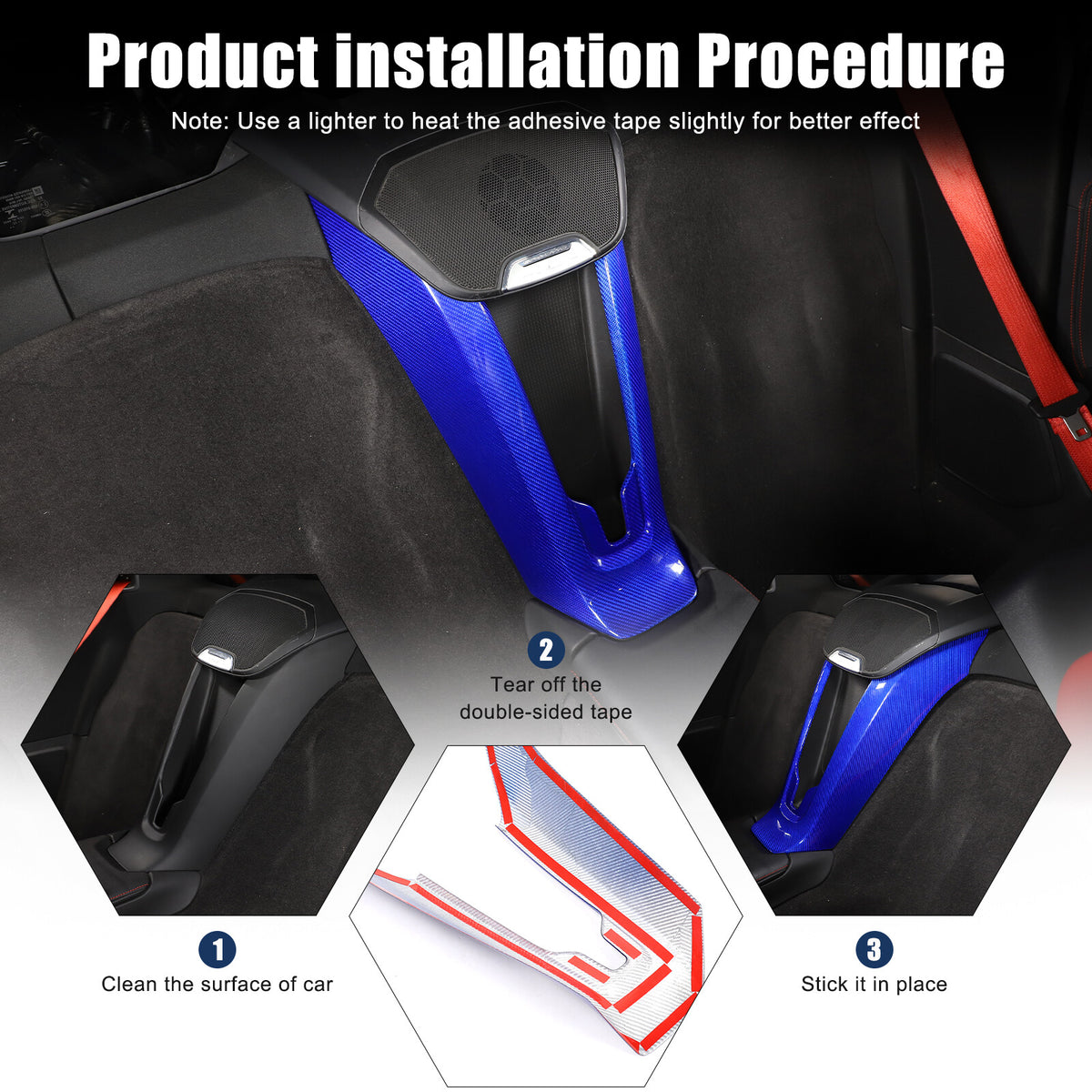 Blue Carbon Fiber Console Waterfall Wireless Charger Trim For C8 Corvette 20+ 10