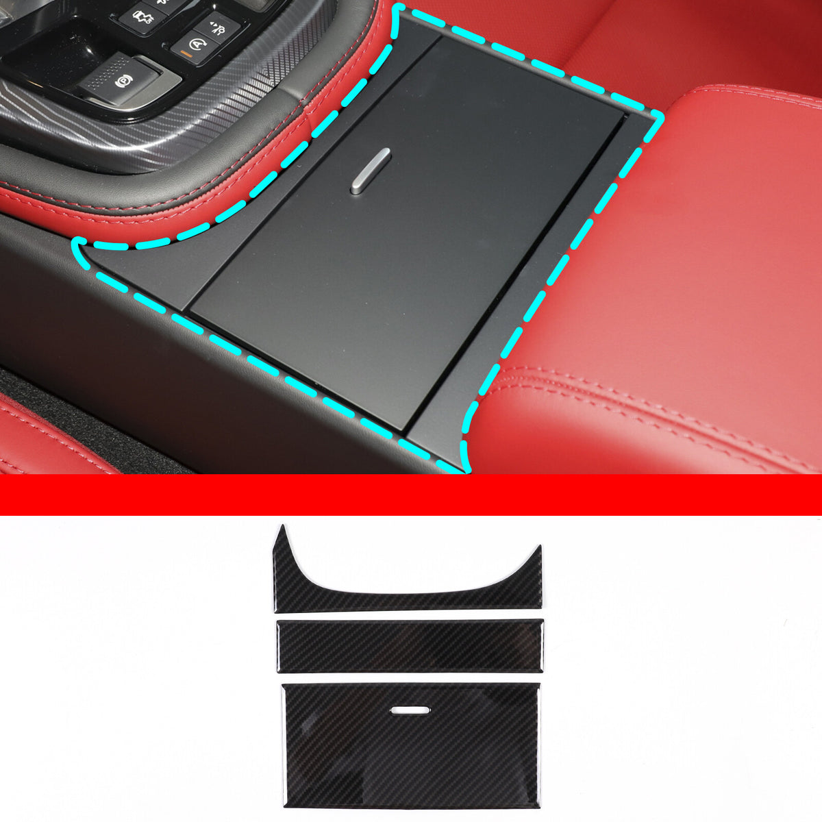 ABS Carbon Fiber Interior Center Console Trim Set Kit For Jaguar F-TYPE 13-24 4