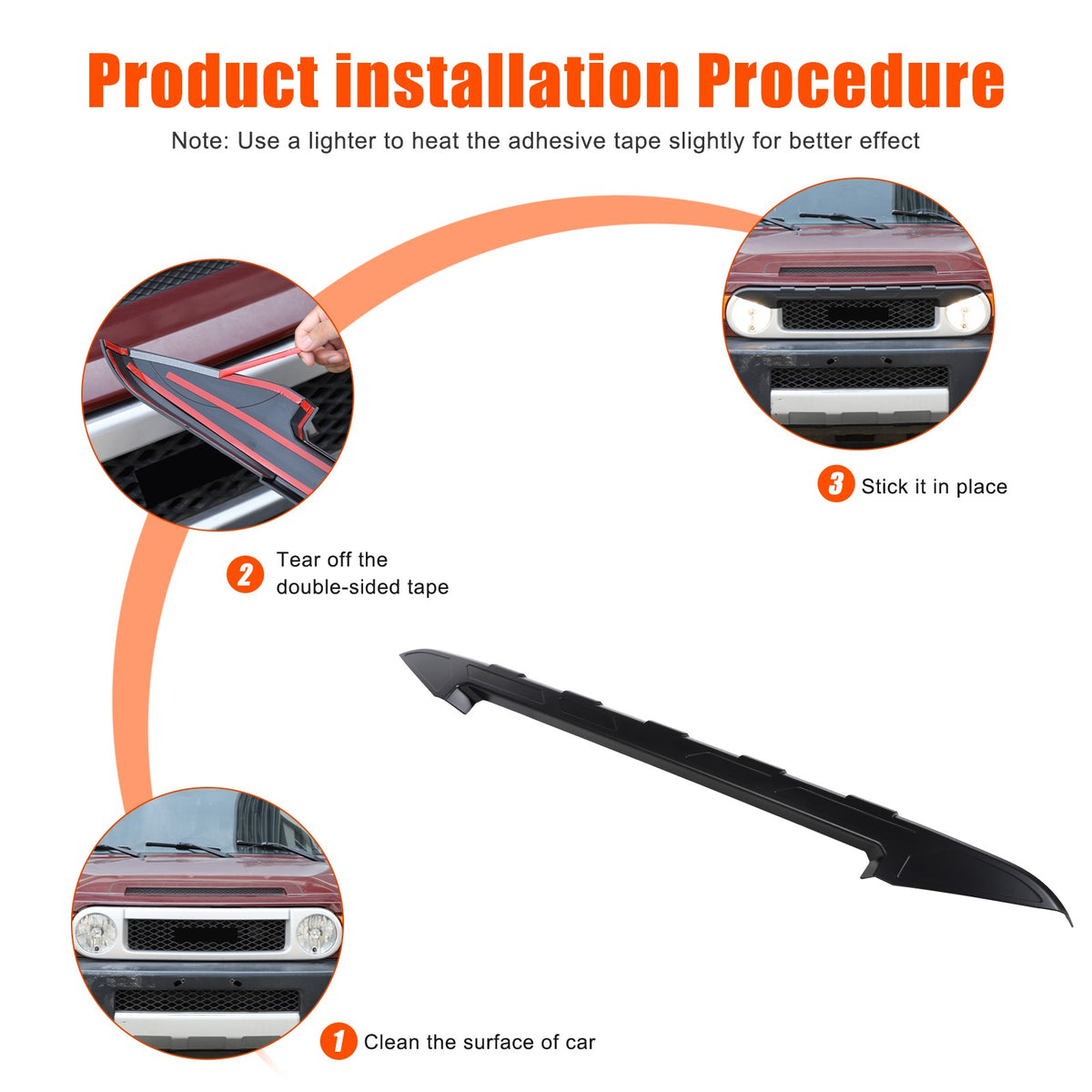 Front Grille Headlight Upper Molding Trim For Toyota FJ Cruiser 2007-2021 6