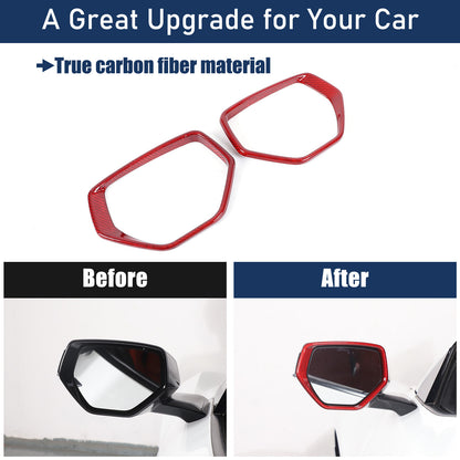 Red Real Carbon Fiber Side View Mirror Frame Cover Trim For Corvette C8 20-26 14