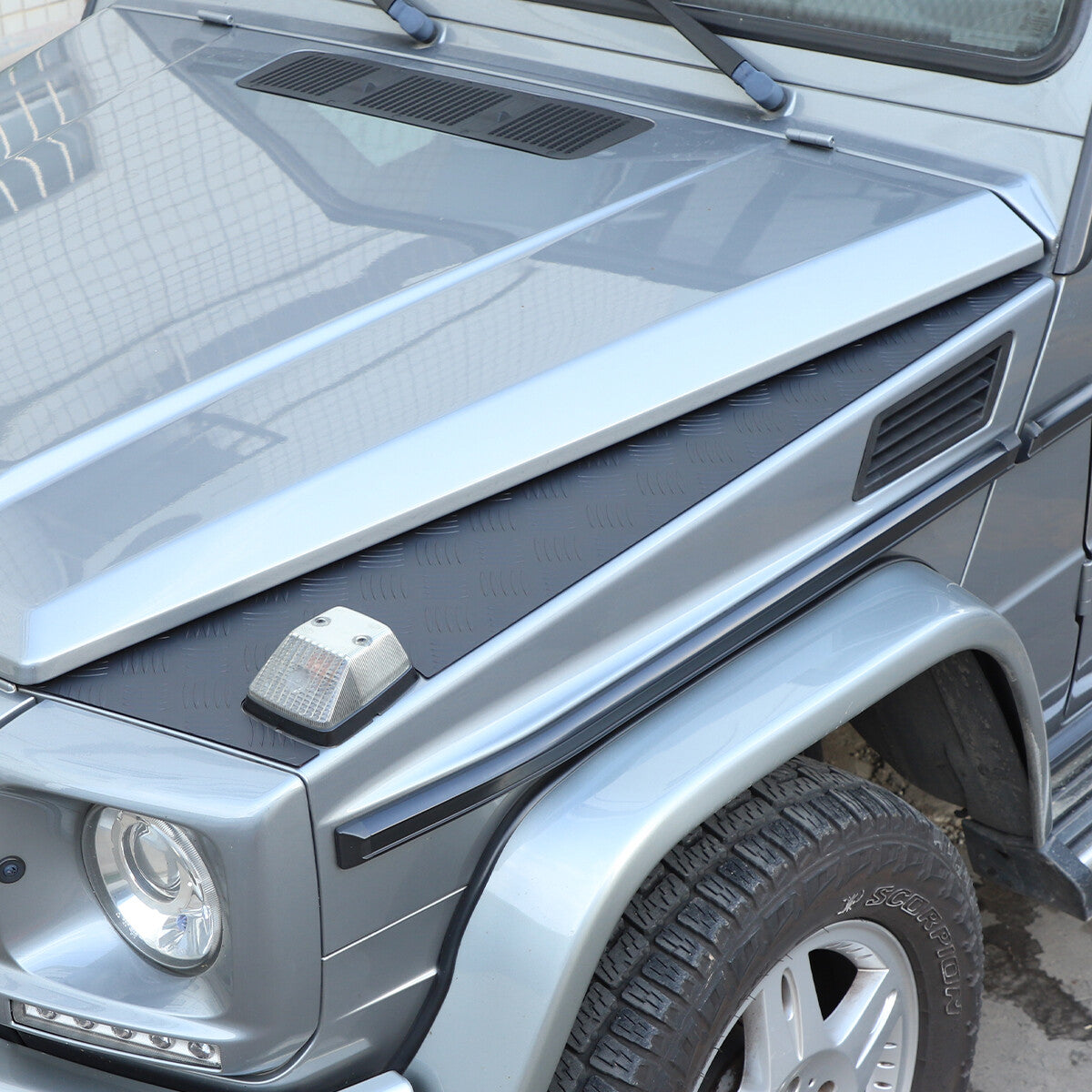 Black Alloy Front Side Hood Vent Trim Cover For Mercedes-Benz G-Class 2004-2018 8