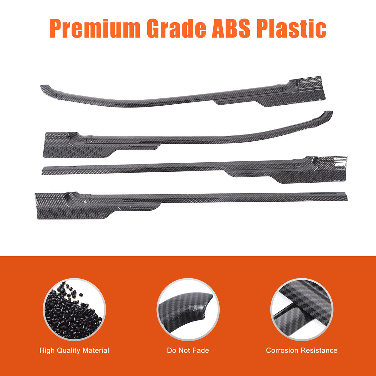 ABS Carbon Exterior Window Bottom Sill Trim Strip For Toyota Tacoma 2015-2022 20