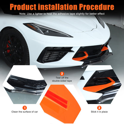 Orange ABS Front Grille Trim Frame Cover For Corvette C8 2020+ US 18