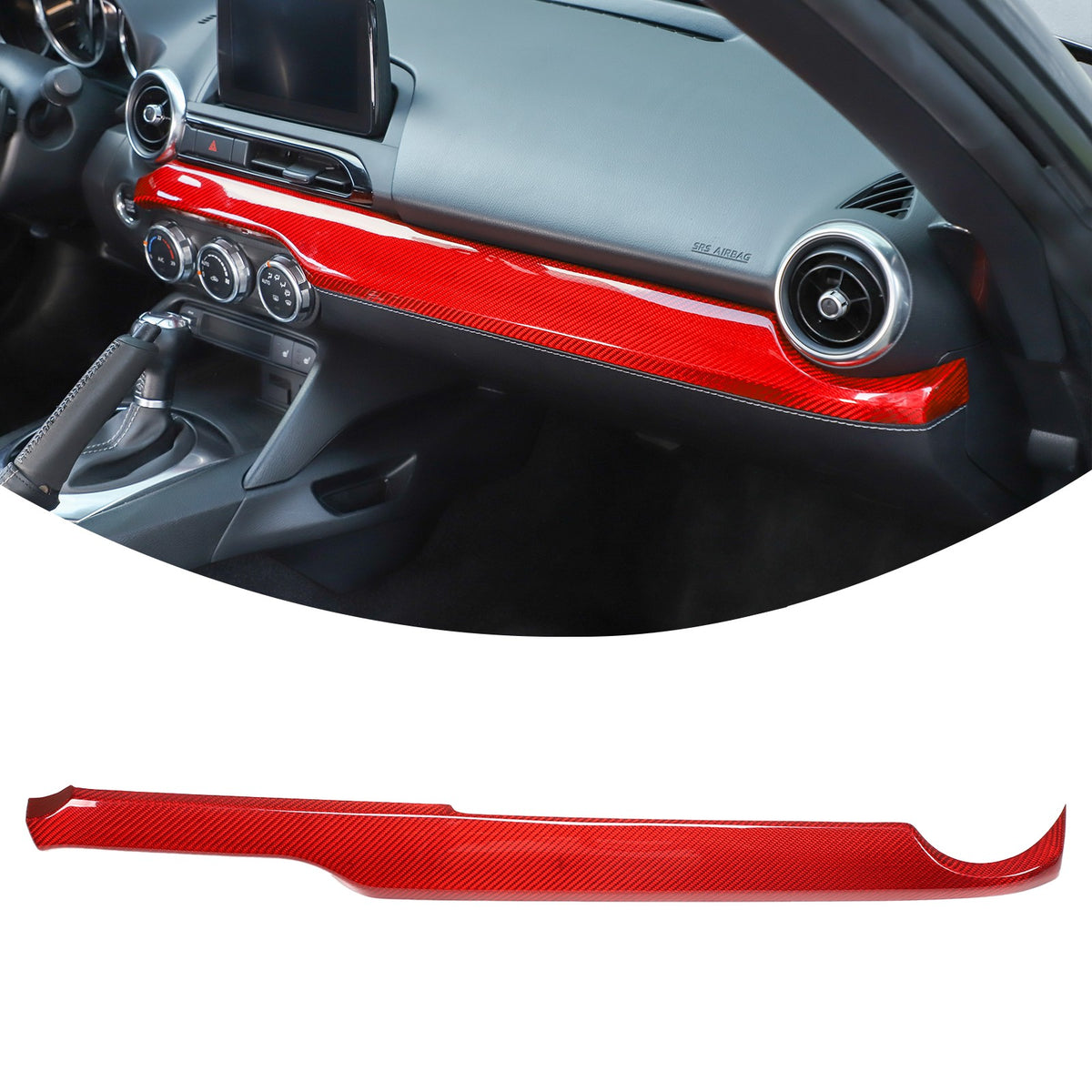 Red Real Carbon Fiber Dashboard Center Trim For Mazda MX-5 Miata 2016+ 5