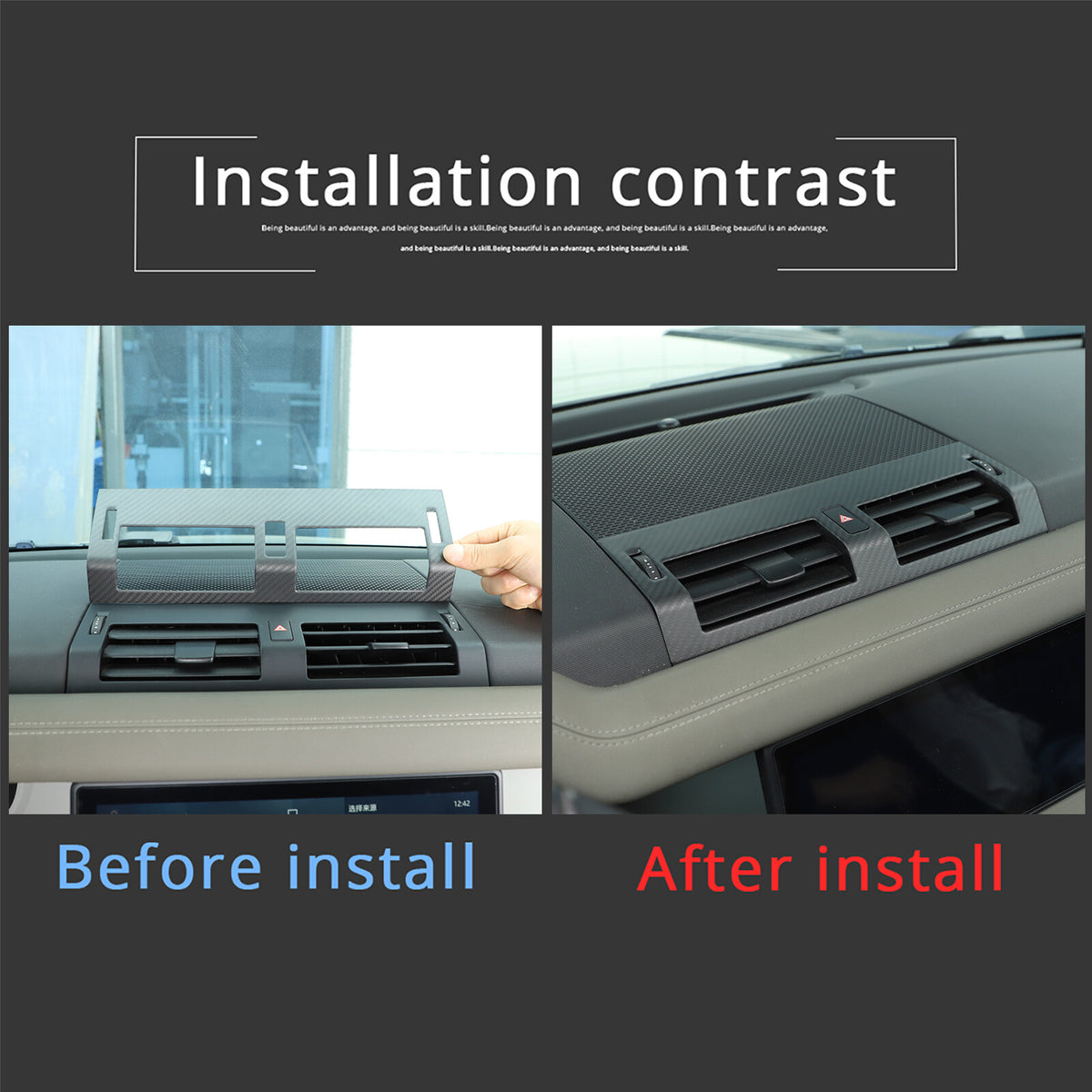 Matte Real Carbon Fiber Center Console Air Vent Trim Cover For LR Defender 20-24 19