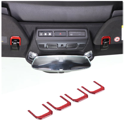 Red Soft Carbon Fiber Interior Decor Trim Kit Cover Set For Corvette C8 20-25 136