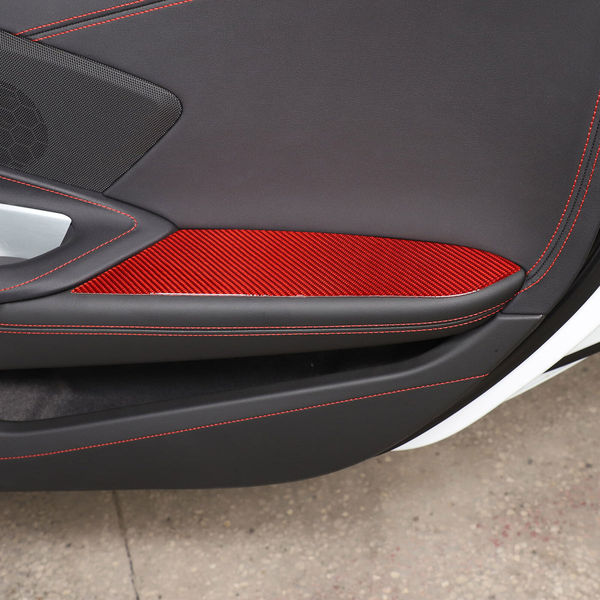 Red Soft Carbon Fiber Interior Decor Trim Kit Cover Set For Corvette C8 20-25 169
