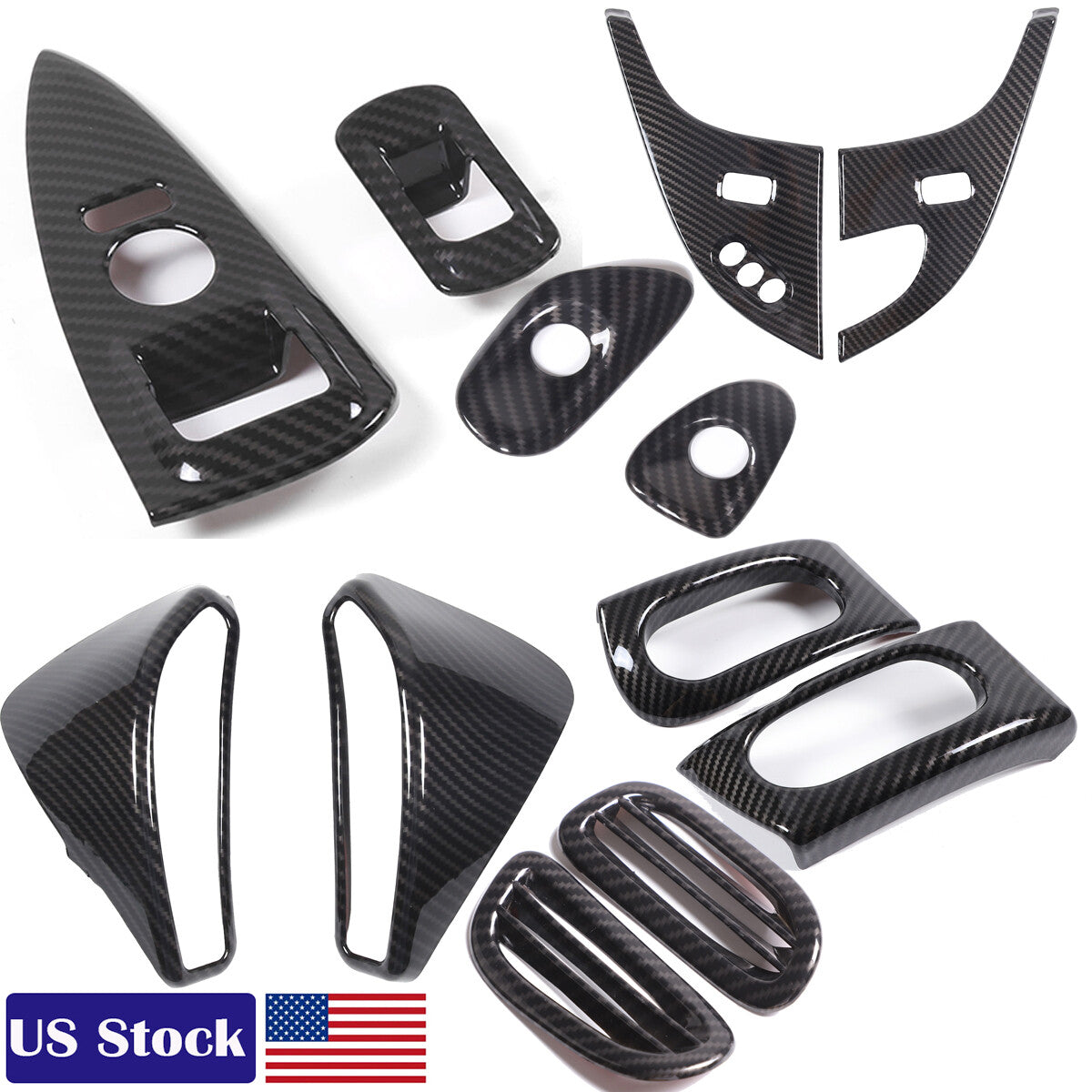 ABS Carbon Fiber Dashboard Interior Air Outlet Trim Set For Corvette C6 05-13 US 1