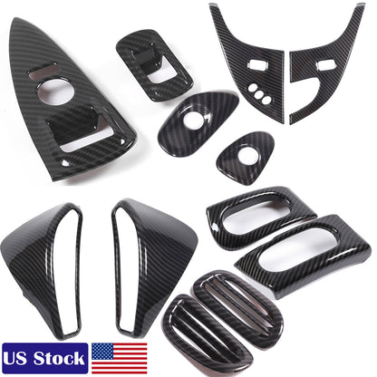 ABS Carbon Fiber Dashboard Interior Air Outlet Trim Set For Corvette C6 05-13 US 1