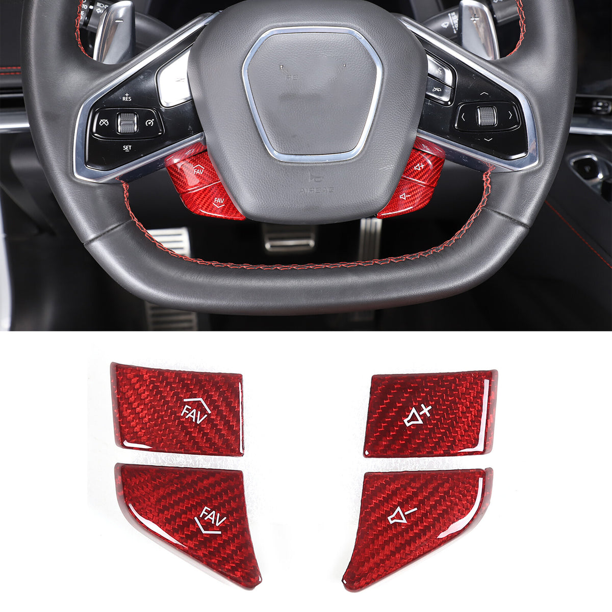 Red Real Carbon Fiber Full Interior Set Decor Trim Kit for Corvette C8 20-25 - Styles 51-55 7