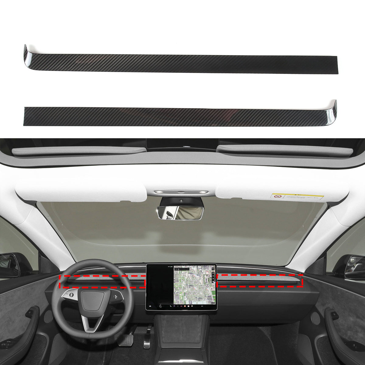 Real Dry Carbon Fiber Center Console Interior Trim Cover For Tesla Model 3 2023+ 15