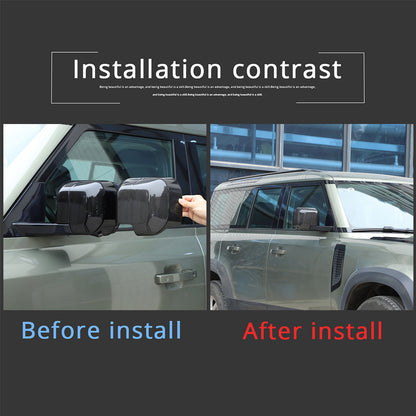 Real Carbon Fiber Rearview Mirror Cover Trim For Land Rover Defender L663 20-25 13