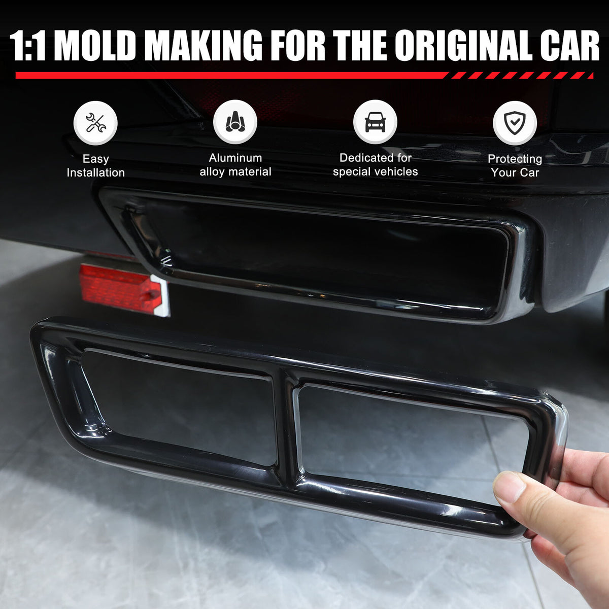 Glossy Black Rear Muffler Tail Pipe Cover Trim For Cadillac Escalade 2021-2024 12