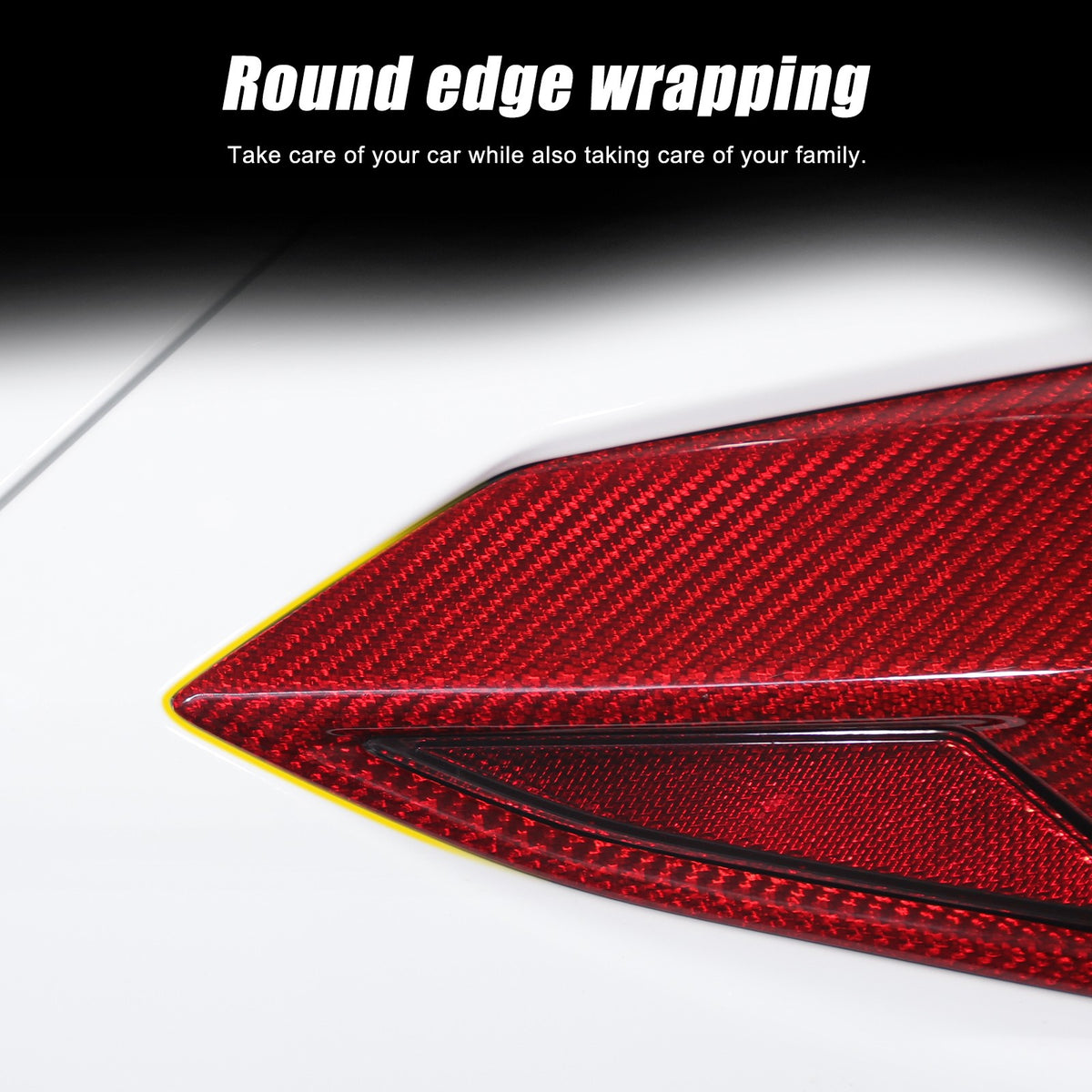 Red Real Carbon Fiber Rear Tail Light Side Trim For Corvette C8 2020+ 12