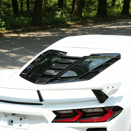 Carbon Fiber ABS Rear Split Window Applique Louver Trim For Corvette C8 Z51 20+ 19