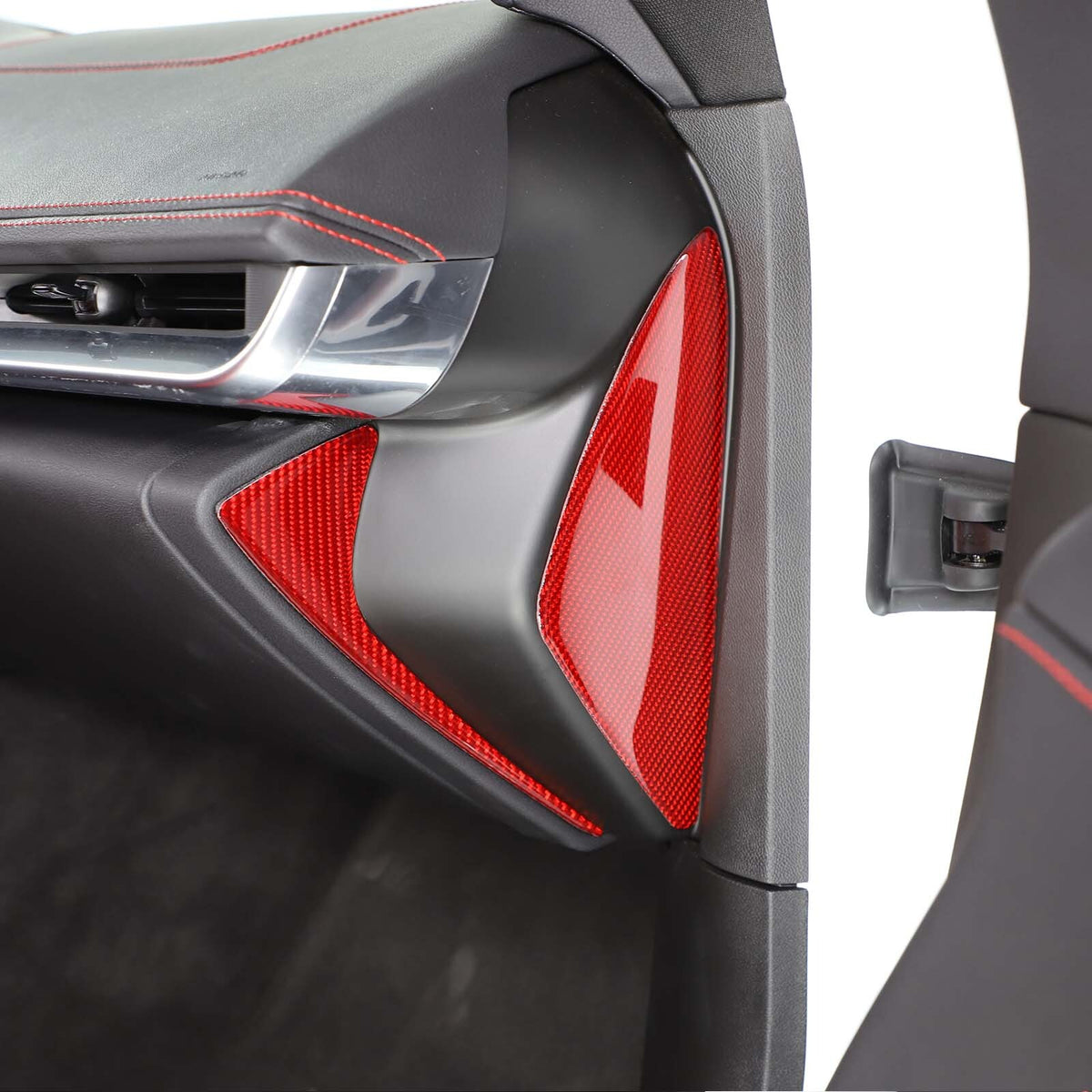 Red Soft Carbon Fiber Interior Decor Trim Kit Cover Set For Corvette C8 20-25 175