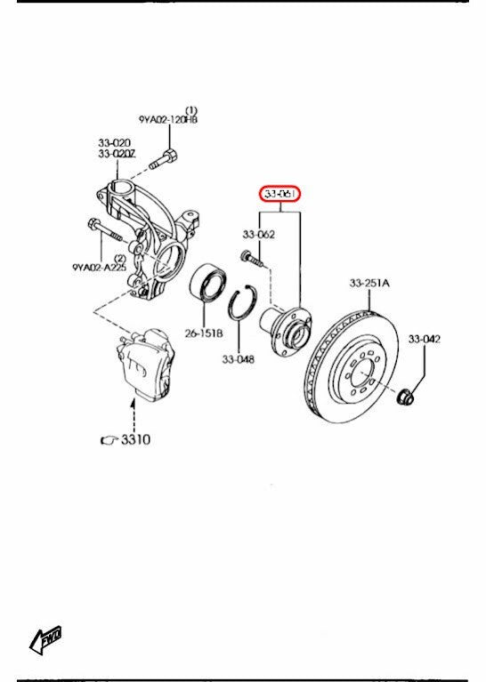 Mazda OEM Front Wheel Hub C236-33-060A genuine 3