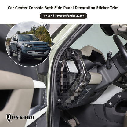 Carbon Fiber Style Dashboard Side Panel Cover Trim For Land Rover Defender 20-23 5