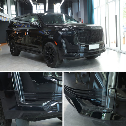 Glossy Black Front Headlight Fog Light Trim Cover For Cadillac Escalade 2021-23 2