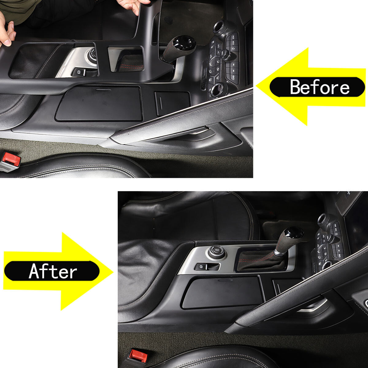 Matte Blalck Interior Gear Shift Panel Cover For Corvette C7 2014-2019 US 8