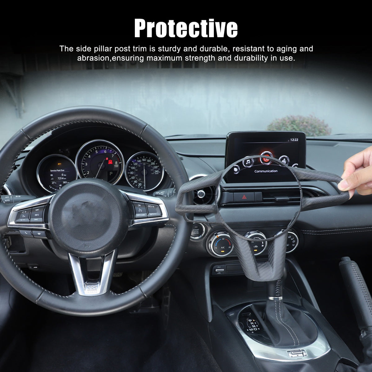 Matte Real Carbon Fiber Steering Wheel Button Trim For Mazda MX-5 Miata 2016-25 6