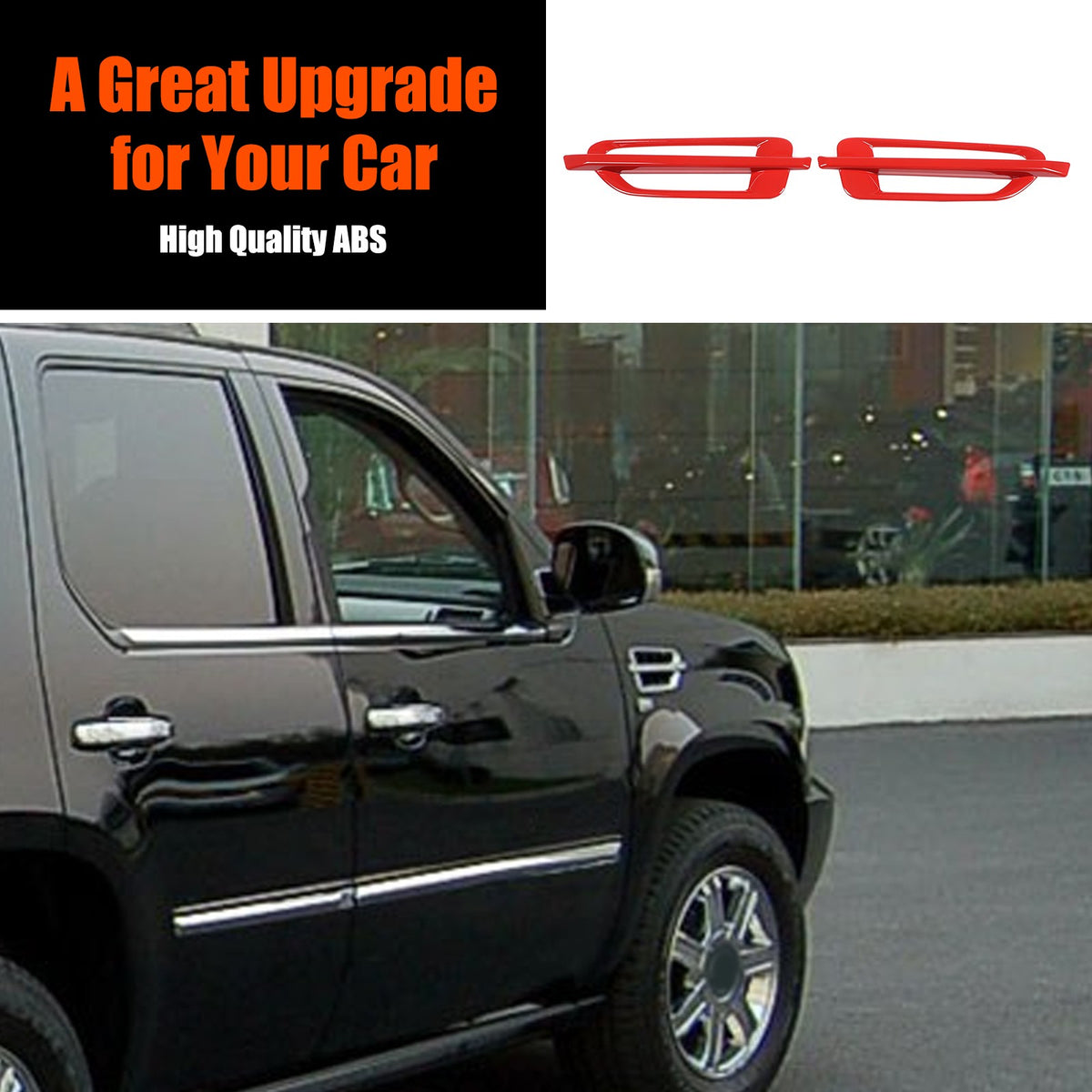 Sport Red ABS Side Fender Trim Cover For Cadillac Escalade 2007-2014 1