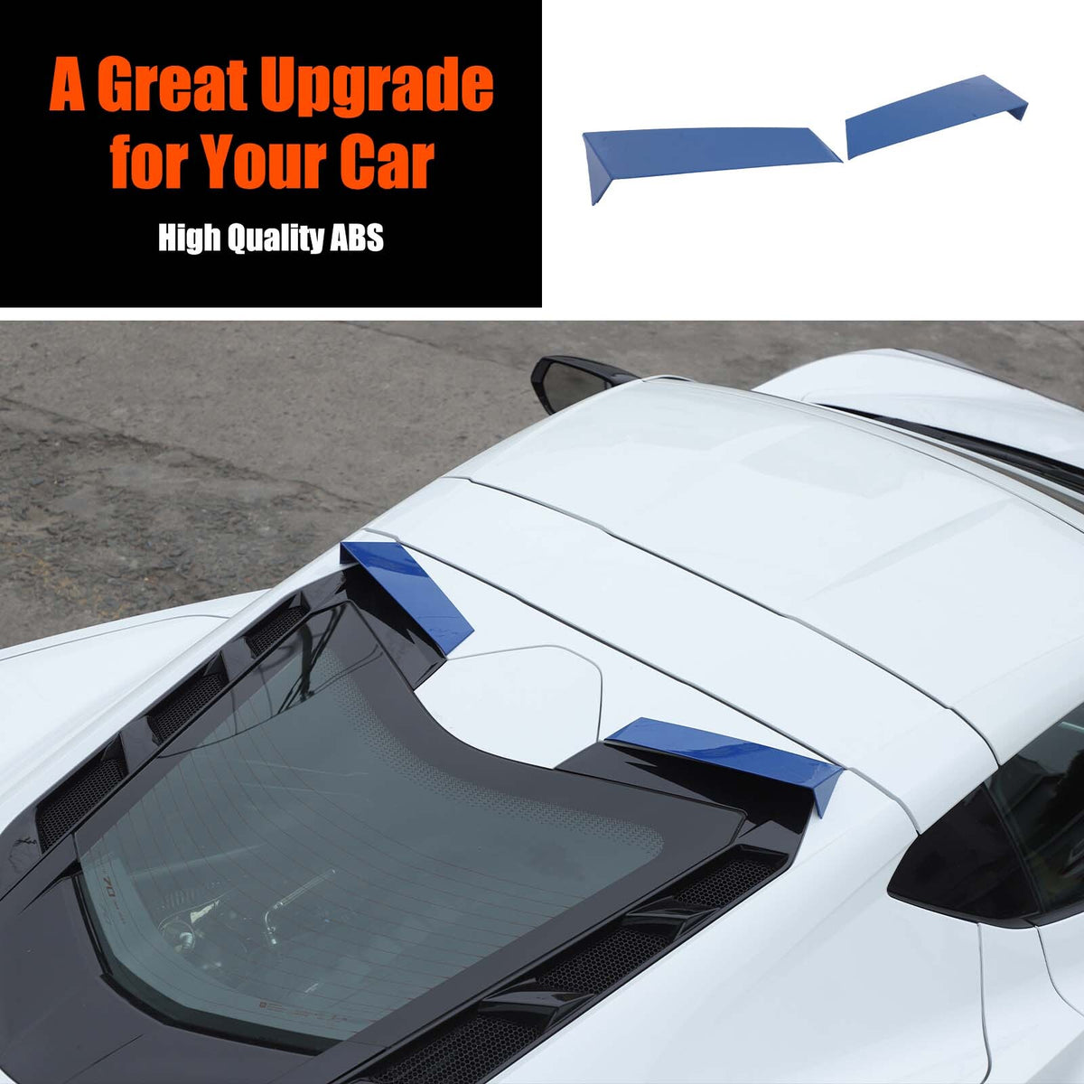 Blue Rear Windshield Spoiler Anti-wind Buffeting Deflector for Corvette C8 Coupe 15