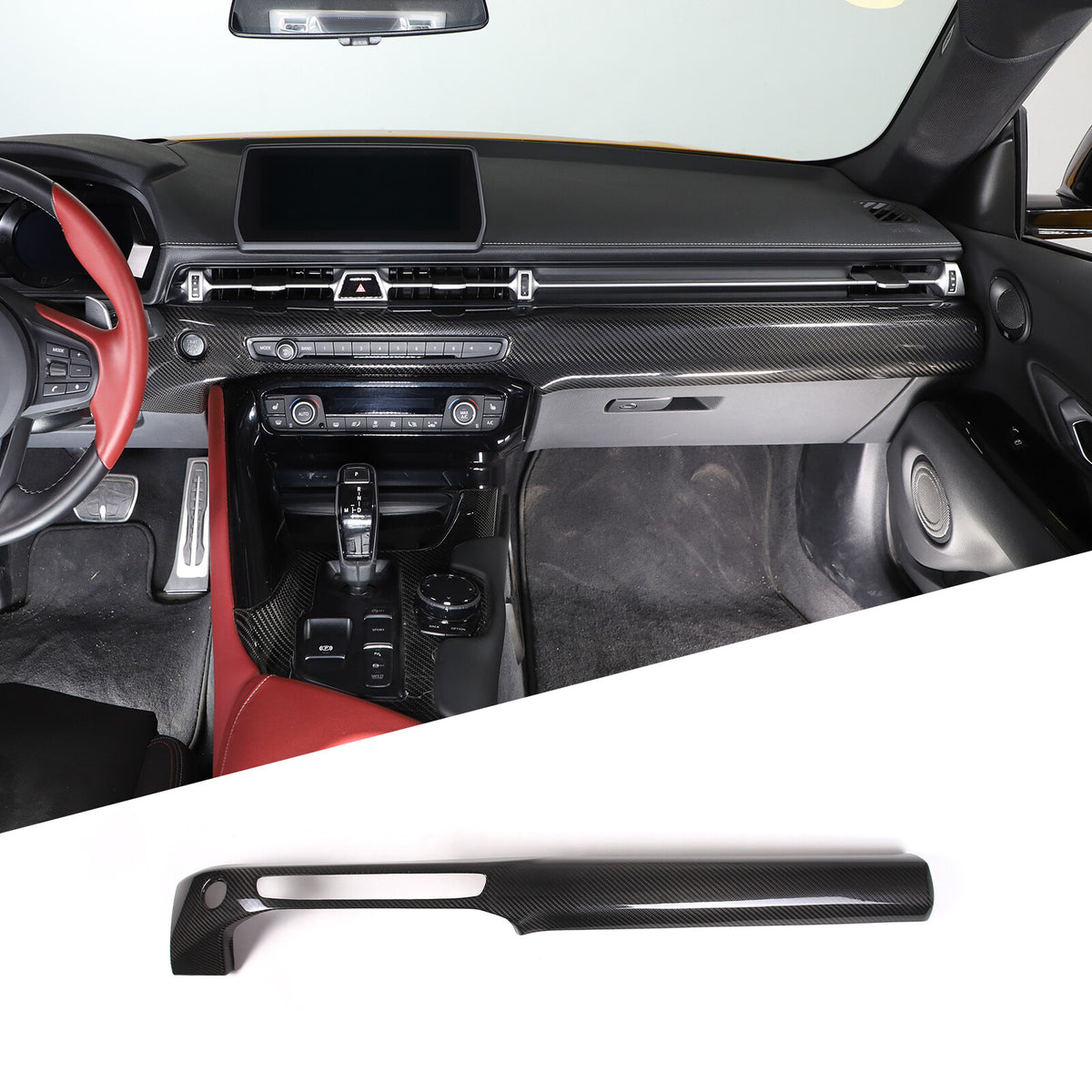 Real Carbon Fiber Center Console Dashboard Panel Trim For Toyota Supra 2019-24 2