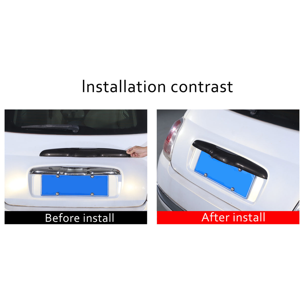 ABS Carbon fiber Tailgate Trunk Handle Cover Trim For FIAT 500 2011-23 18