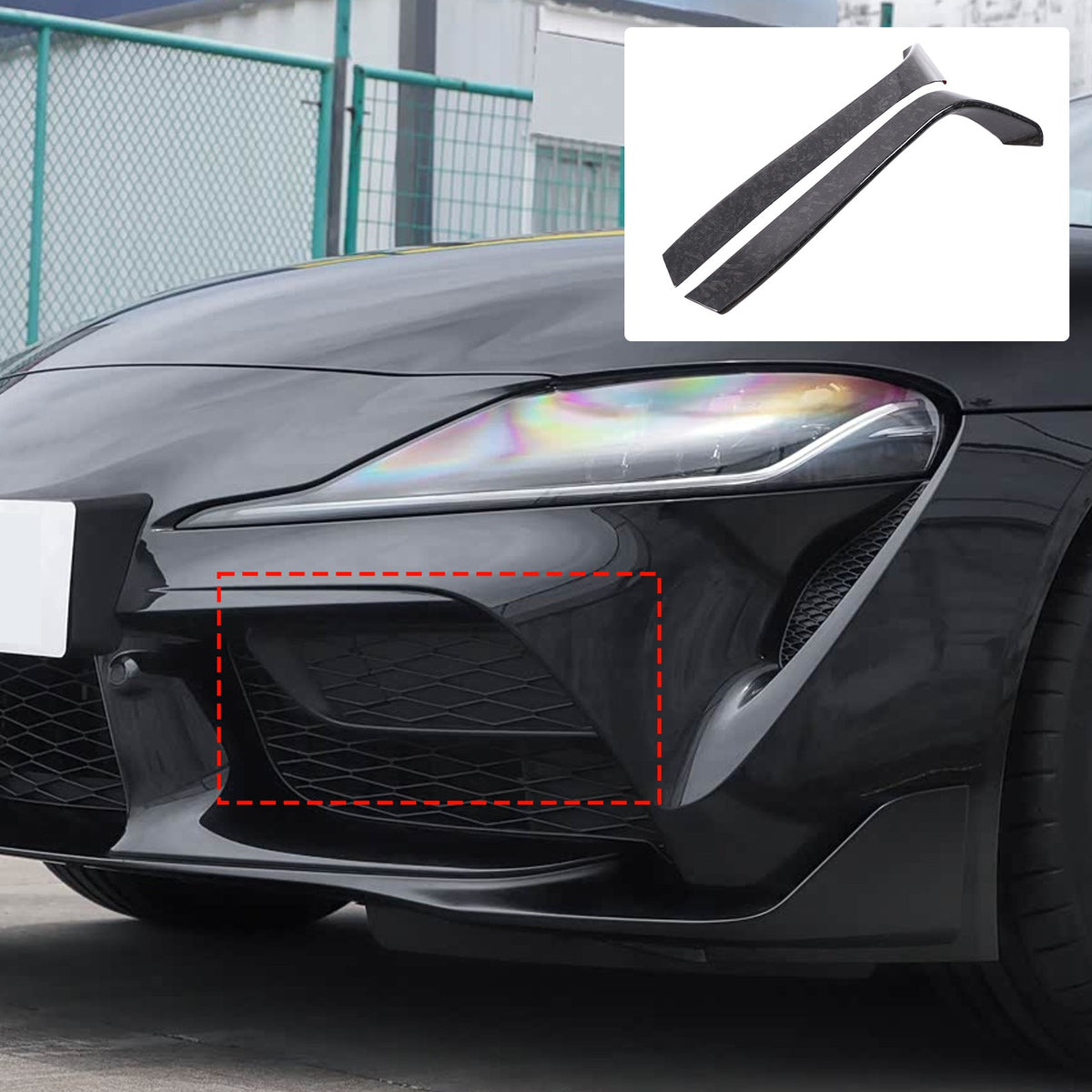 Forged Real Carbon Fiber Front Fog Light Lower Trim For Toyota Supra A90 2019+ 6