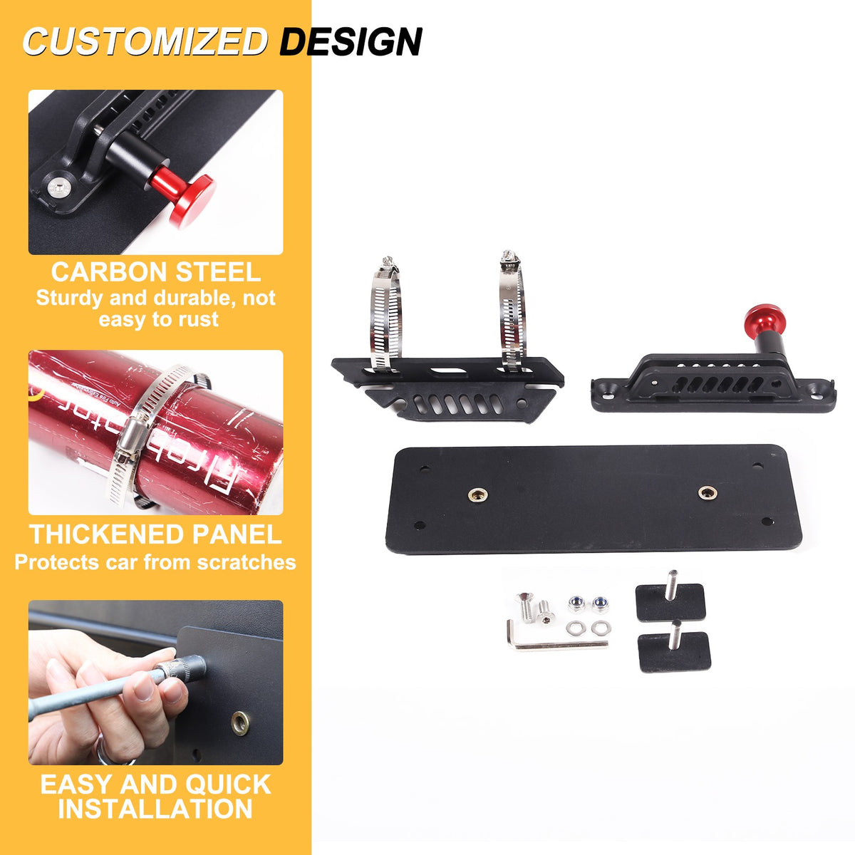 Black Carbon Steel Fire Extinguisher Mount Bracket For Toyota Tundra2022+ 6