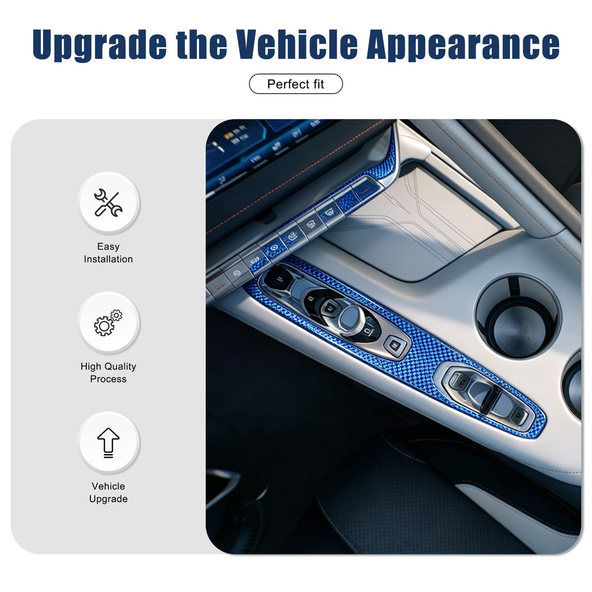 Blue Real Carbon Fiber Gear Shift Indicator Trim For Corvette C8 2026+ 18