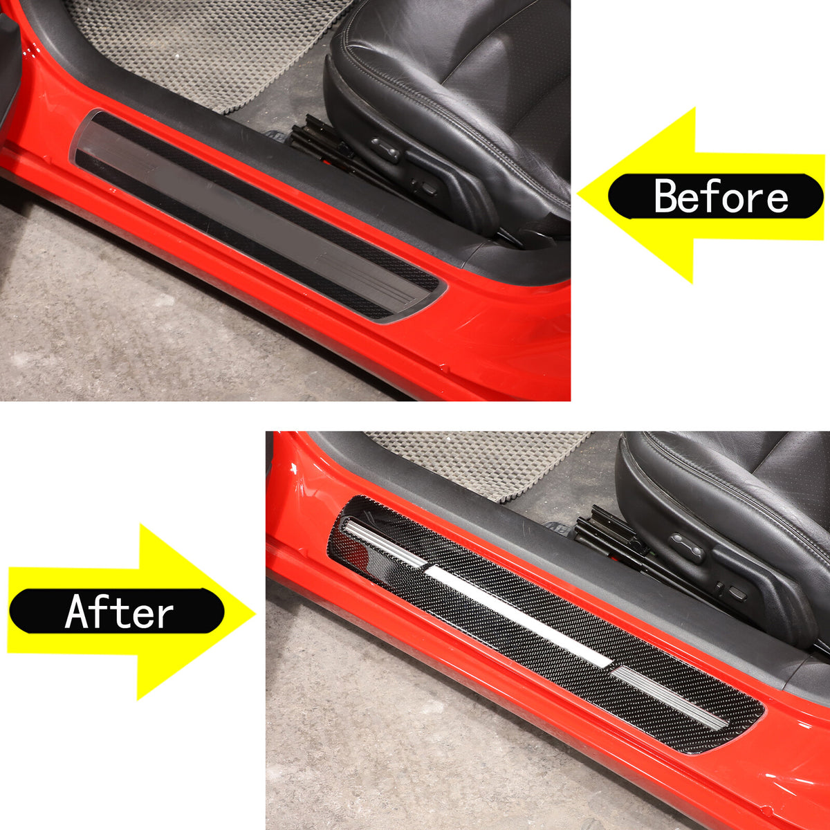 Carbon Fiber Door Sill Pedal Decorative Trim Sticker For Corvette C6 2005-13 US 4