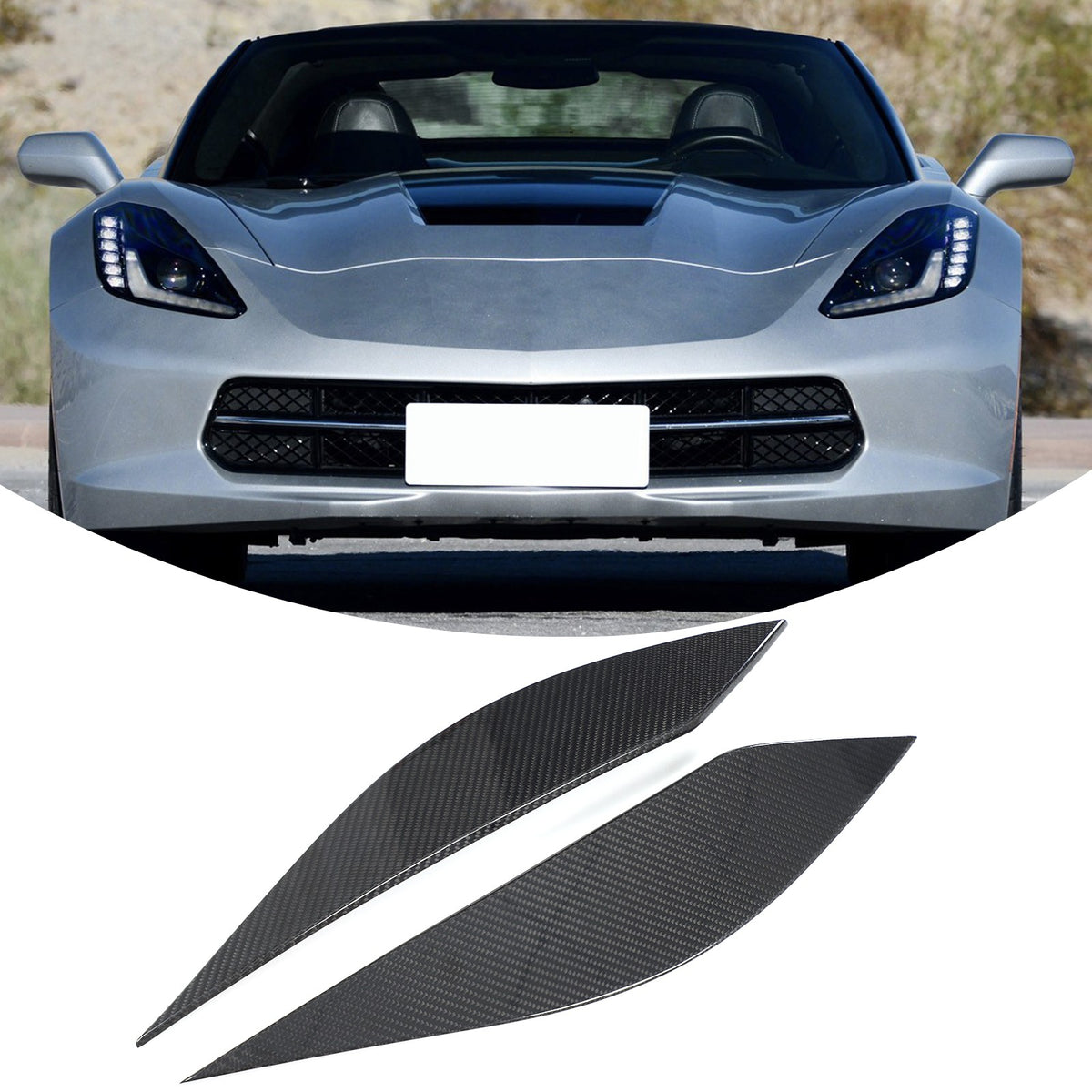 Real Carbon fiber Exterior Grille A Pliiar Trim Set For Corvette C7 Z06 14-19 7
