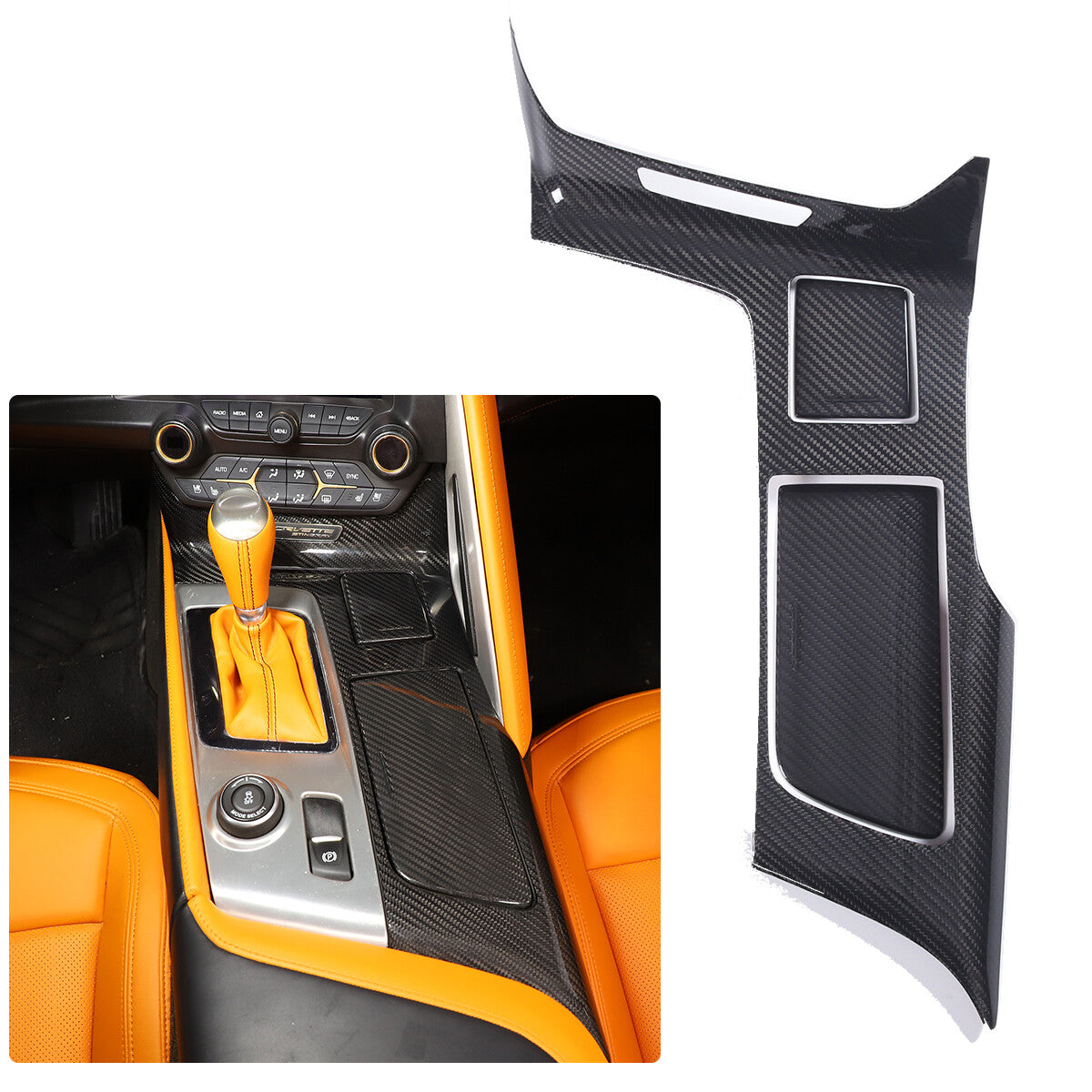 Real Carbon Fiber Center Console Panel Armrest Trim Cover For Corvette C7 14-19 3