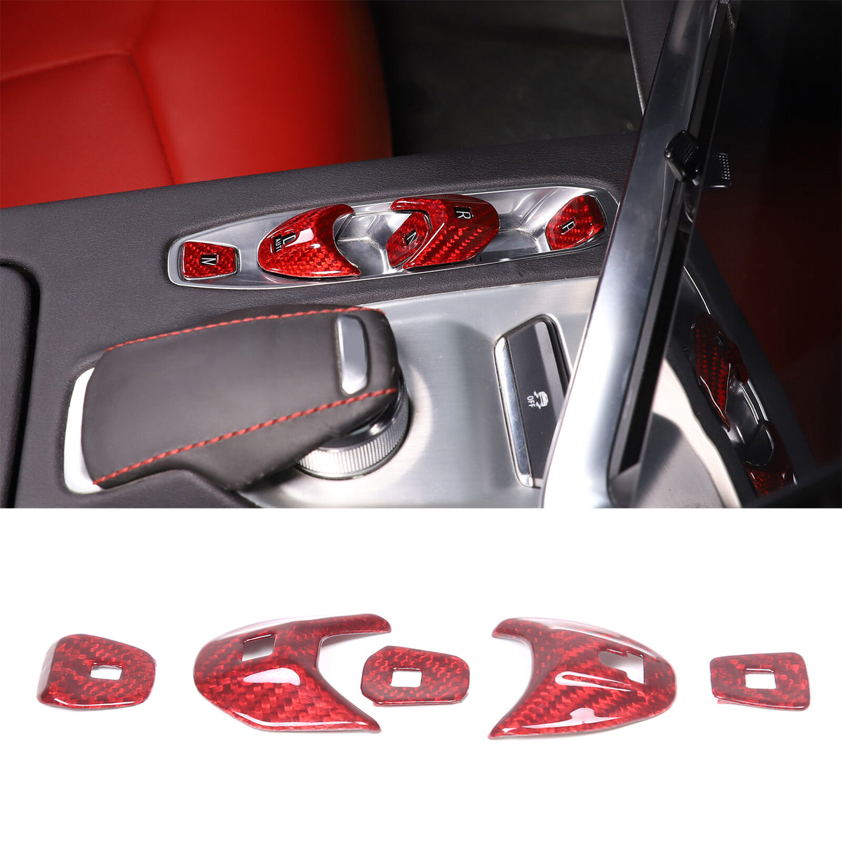 Red Real Carbon Fiber Full Interior Set Decor Trim Kit for Corvette C8 20-25 - Styles 36-40 49