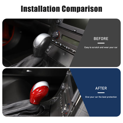 Red Real Carbon Fiber Center Gear Shift Knob Trim Cover For Corvette C6 2005-13 3