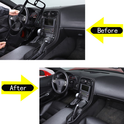 Glossy Black ABS Interior Full Center Console Trim Set For Corvette C6 05-13 US 16