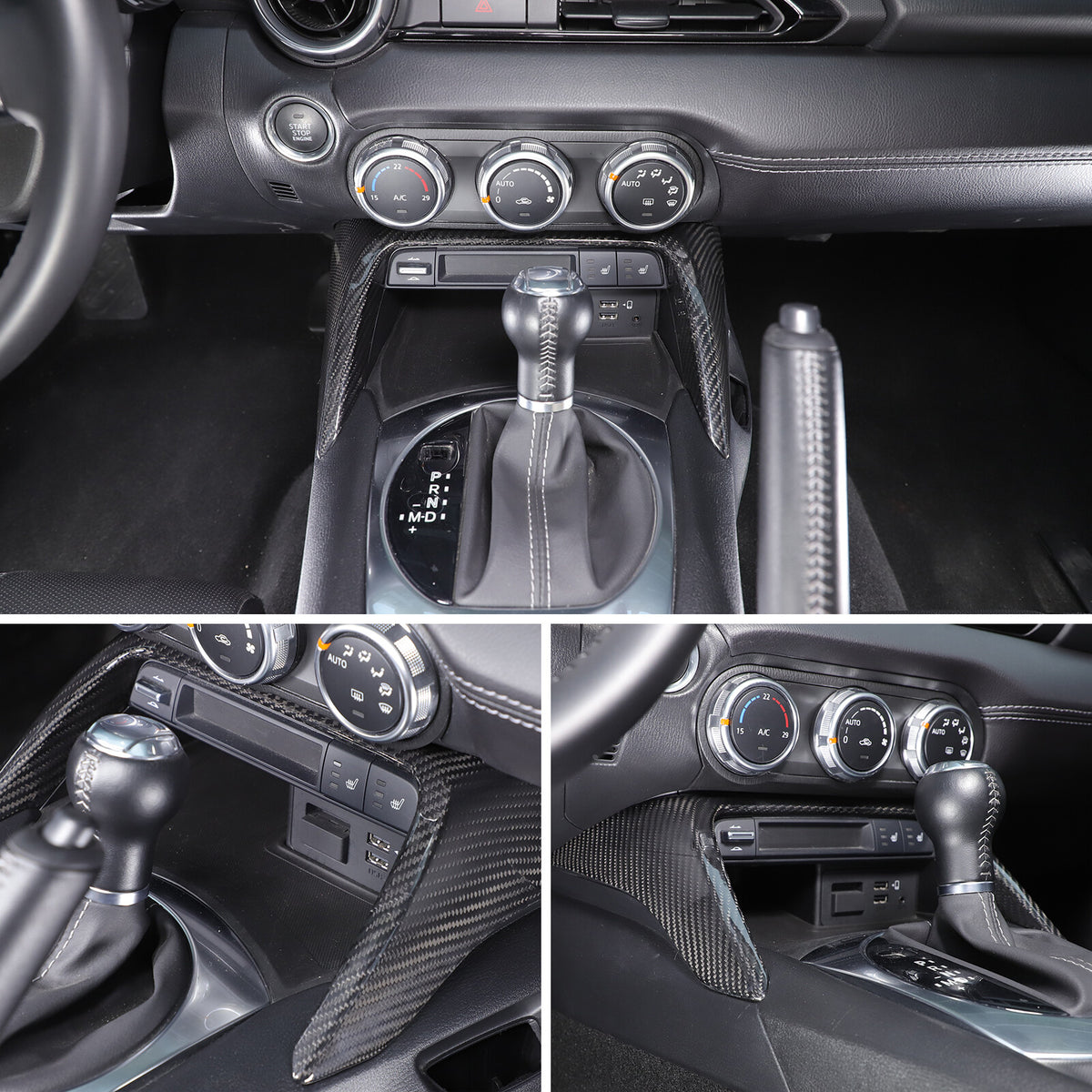 Real Carbon Fiber Front Center Console Trim Cover For Mazda MX-5 Miata 2016-2025 4