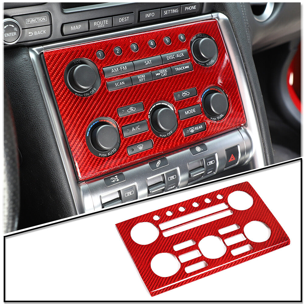 Red Carbon Fiber Central Control Volume Panel Trim for Nissan GTR R35 08-16 12