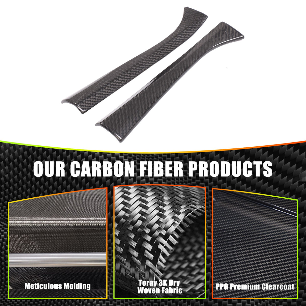 Real Carbon Fiber Inner Interior Door Pillar Trim For Corvette C8 2020+ 10
