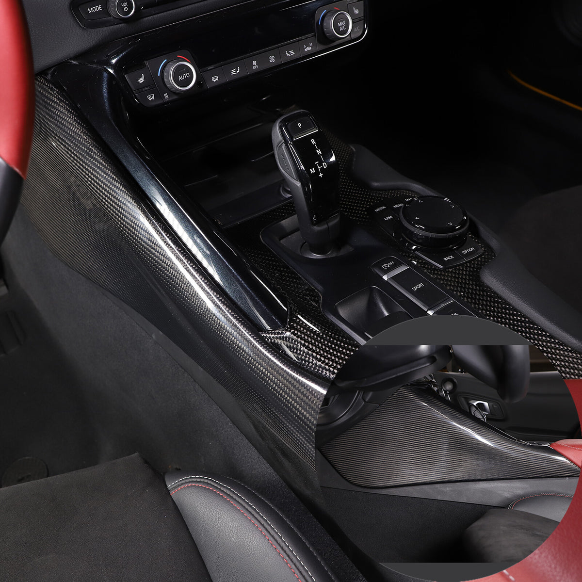 Real Carbon Fiber Center Console Left Side Panel Trim Cover FOR Supra 2019-2024 16