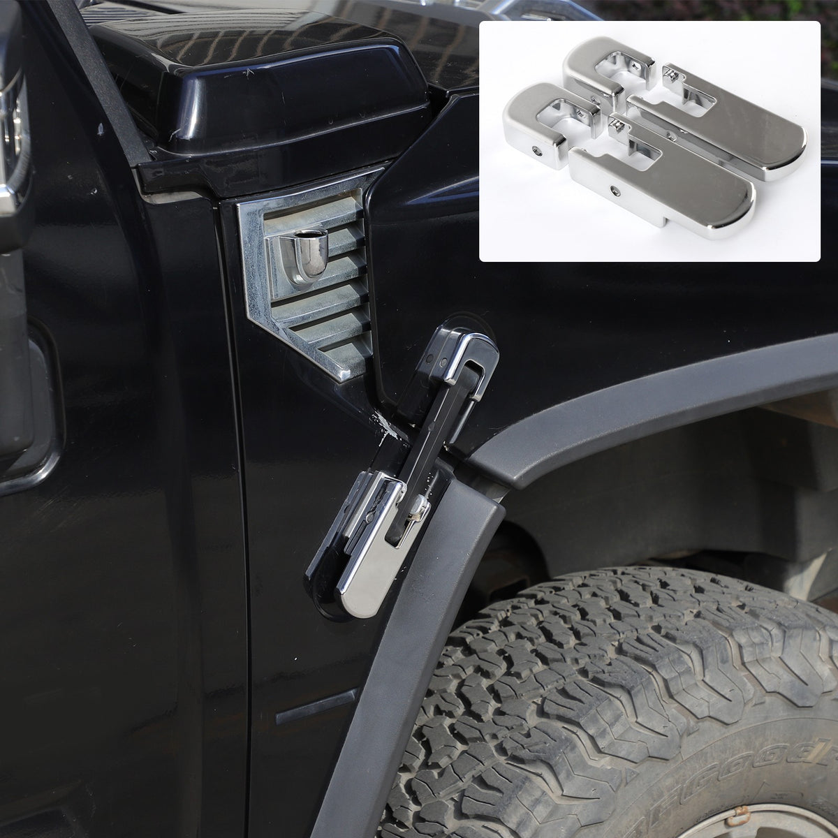 Replacement Aluminum Chrome Silver Hood Handle Cover Trim For Hummer H2 2003-09 1