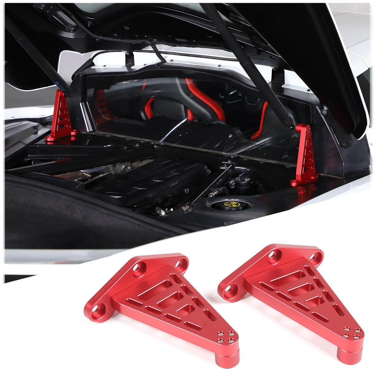 Replacement Red Alloy Hood Hydraulic Rod Base Bracket For Corvette C8 2020-2026 2