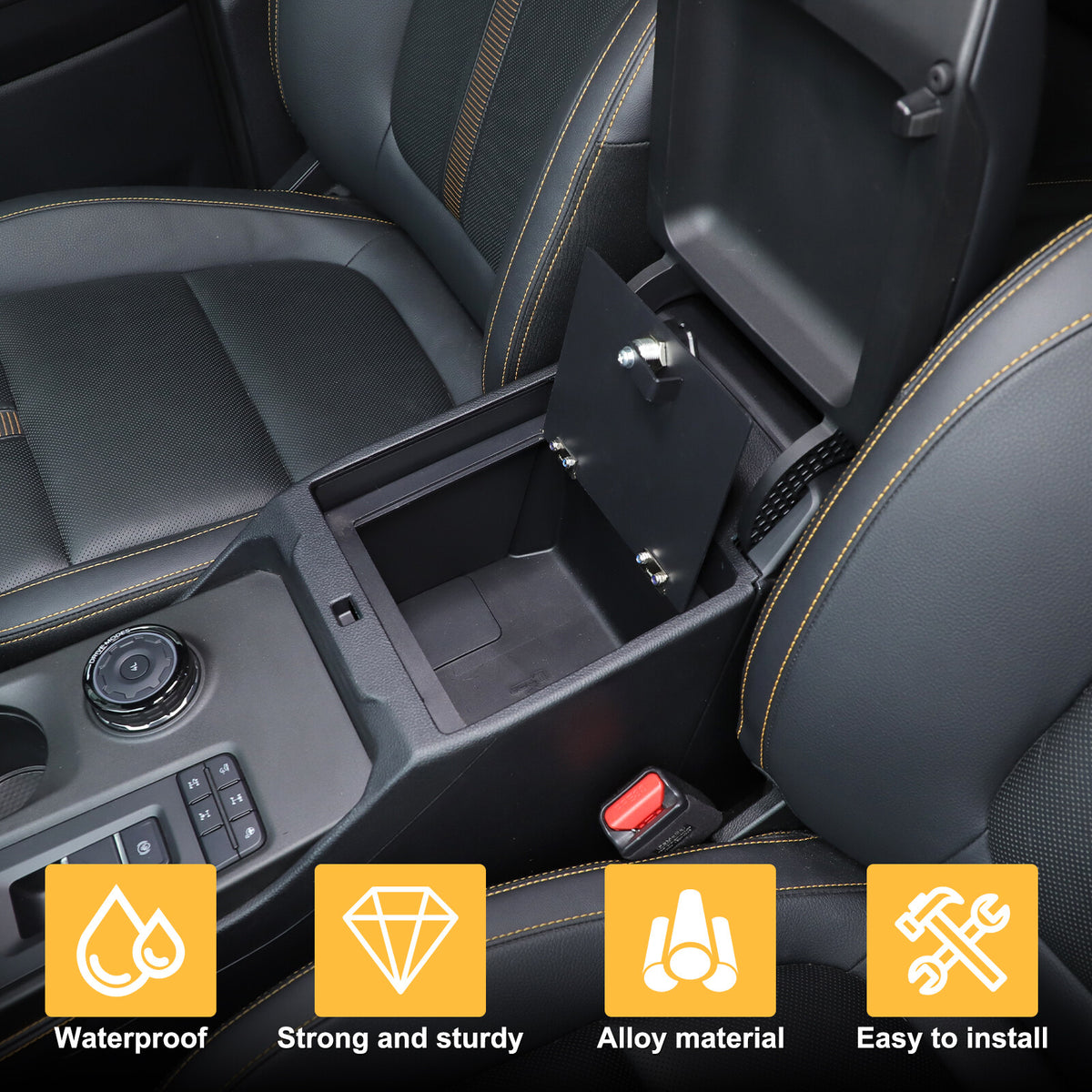 Center Console Safe GUN Armrest Storage Lock Box Tray For Ford Ranger T9 2023+ 19