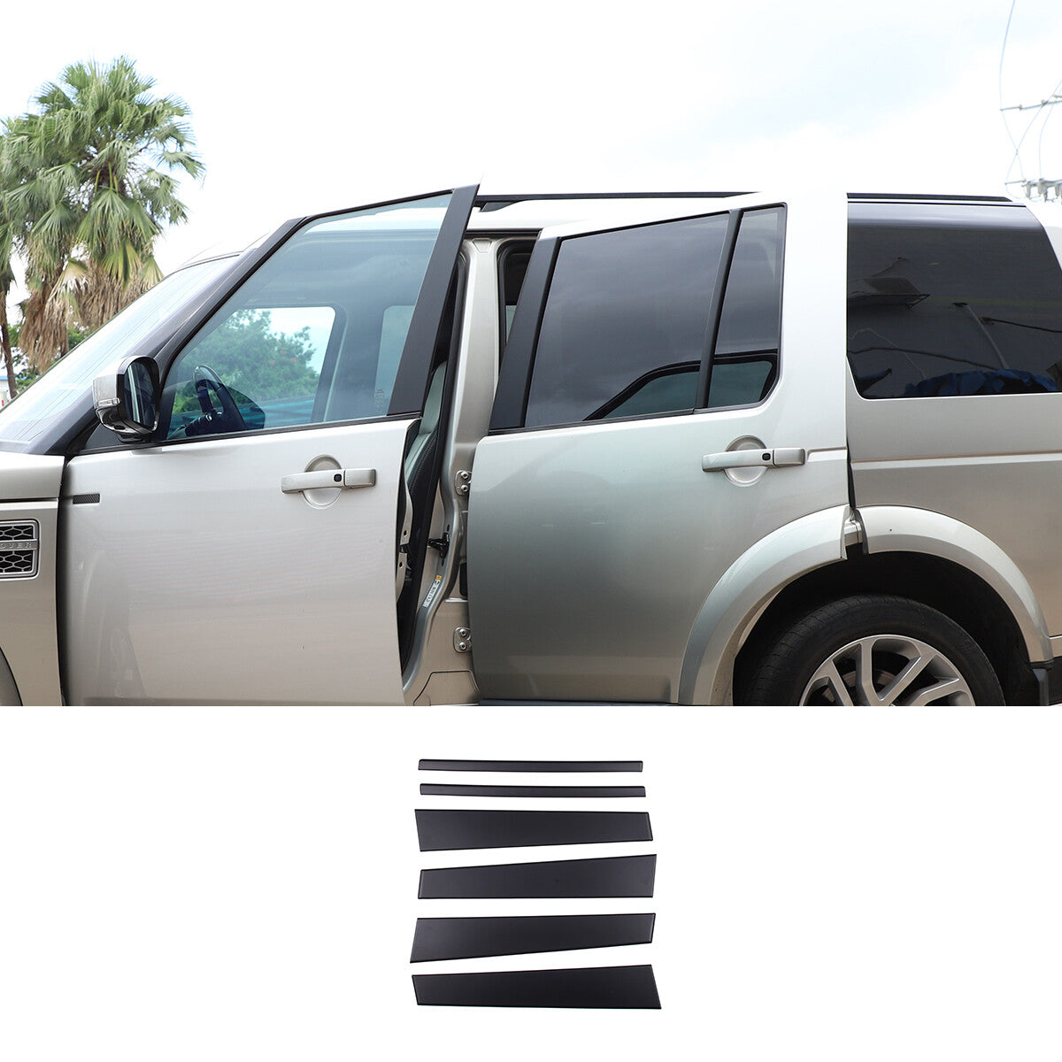 Matte Black A B Pillar Post Trim Set for Land Rover Discovery LR3 LR4 2010-16 7