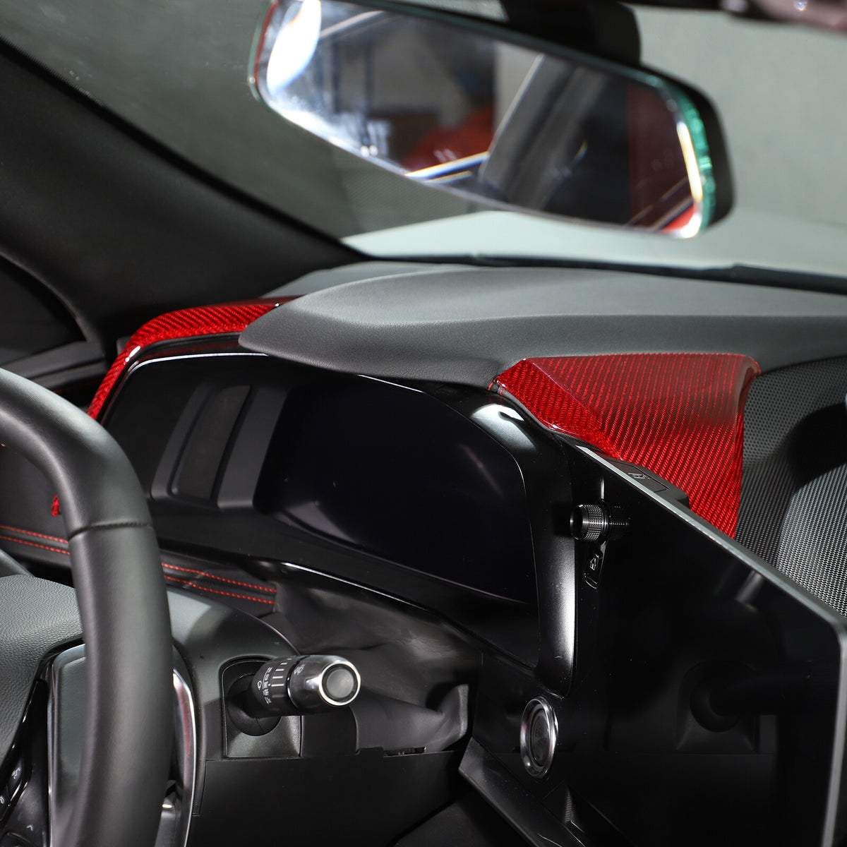 Red Carbon Fiber Dashboard Instrument Upper Frame Cover Trim For 20+ Corvette C8 7