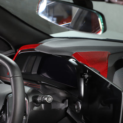 Red Carbon Fiber Dashboard Instrument Upper Frame Cover Trim For 20+ Corvette C8 7