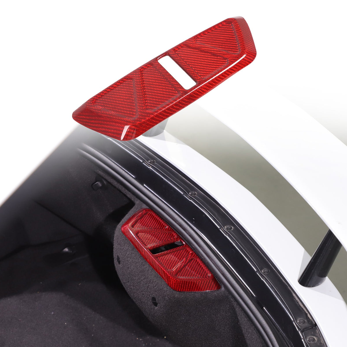 Red Real Carbon Fiber Trunk Latch Base Cover Trim For Corvette C8 2020+ 20